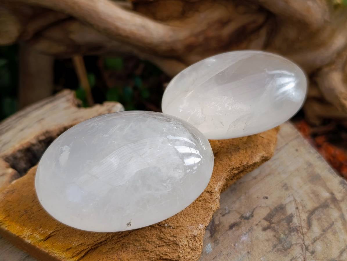Polished Girasol Pearl Quartz Palm Stones x 12 From Ambatondrazaka, Madagascar - Toprock Gemstones and Minerals 