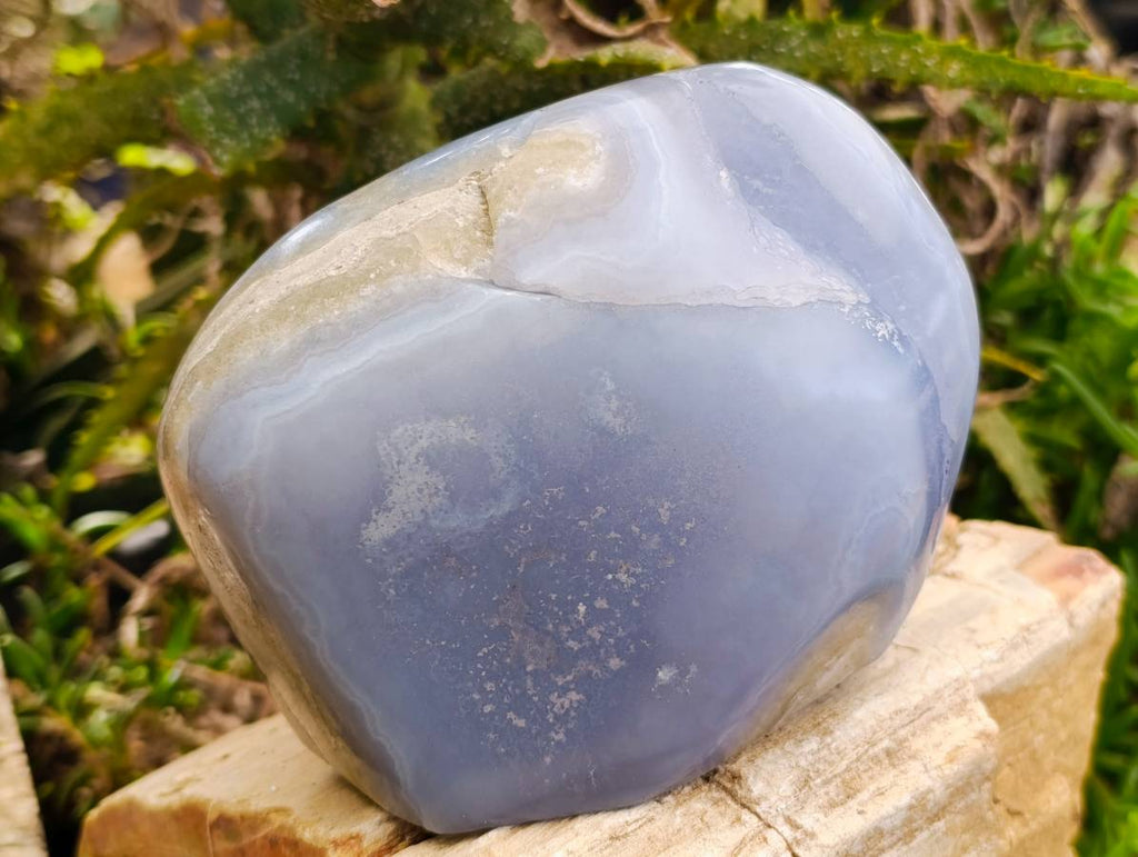 Polished Blue Lace Agate Standing Free Form x 1 From Malawi - Toprock Gemstones and Minerals 