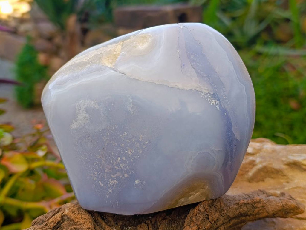 Polished Blue Lace Agate Standing Free Form x 1 From Malawi - Toprock Gemstones and Minerals 
