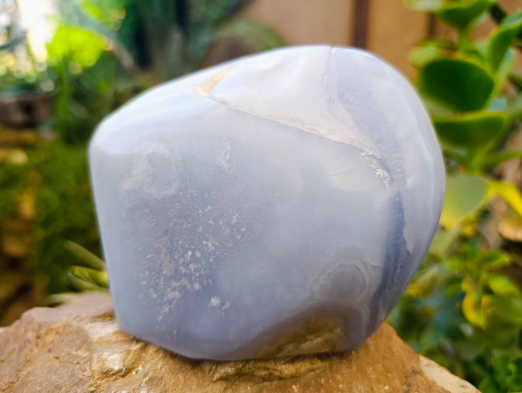 Polished Blue Lace Agate Standing Free Form x 1 From Malawi - Toprock Gemstones and Minerals 