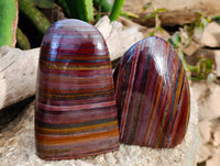 Polished Banded Tiger Iron Standing Free Forms x 2 From South Africa