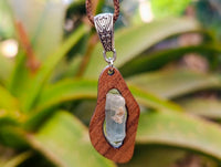 Hand Made Aquamarine Wooden Pendant - Sold Per Item - From Namibia