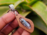 Hand Made Aquamarine Wooden Pendant - Sold Per Item - From Namibia