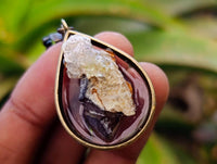 Hand Made Hyalite Opal Set In Resin & Bronze Pendant - Sold Per Item - From Namibia
