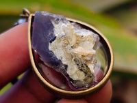 Hand Made Hyalite Opal Set In Resin & Bronze Pendant - Sold Per Item - From Namibia