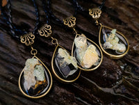 Hand Made Hyalite Opal Set In Resin & Bronze Pendant - Sold Per Item - From Namibia