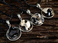 Hand Made Schorl Set In Resin & Silver Pendant - Sold Per Item - From Namibia