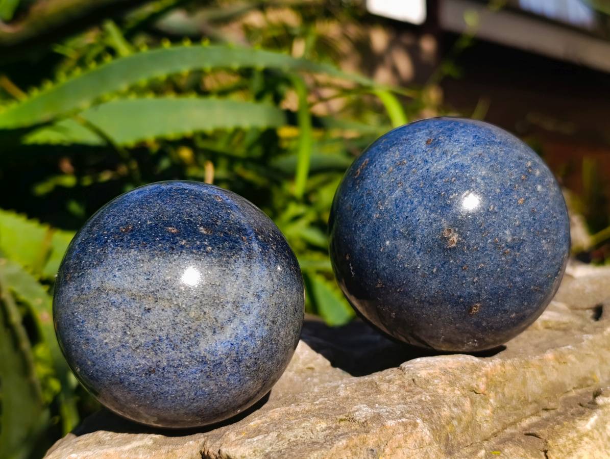 Polished Lazulite Spheres x 4 From Madagascar - Toprock Gemstones and Minerals 