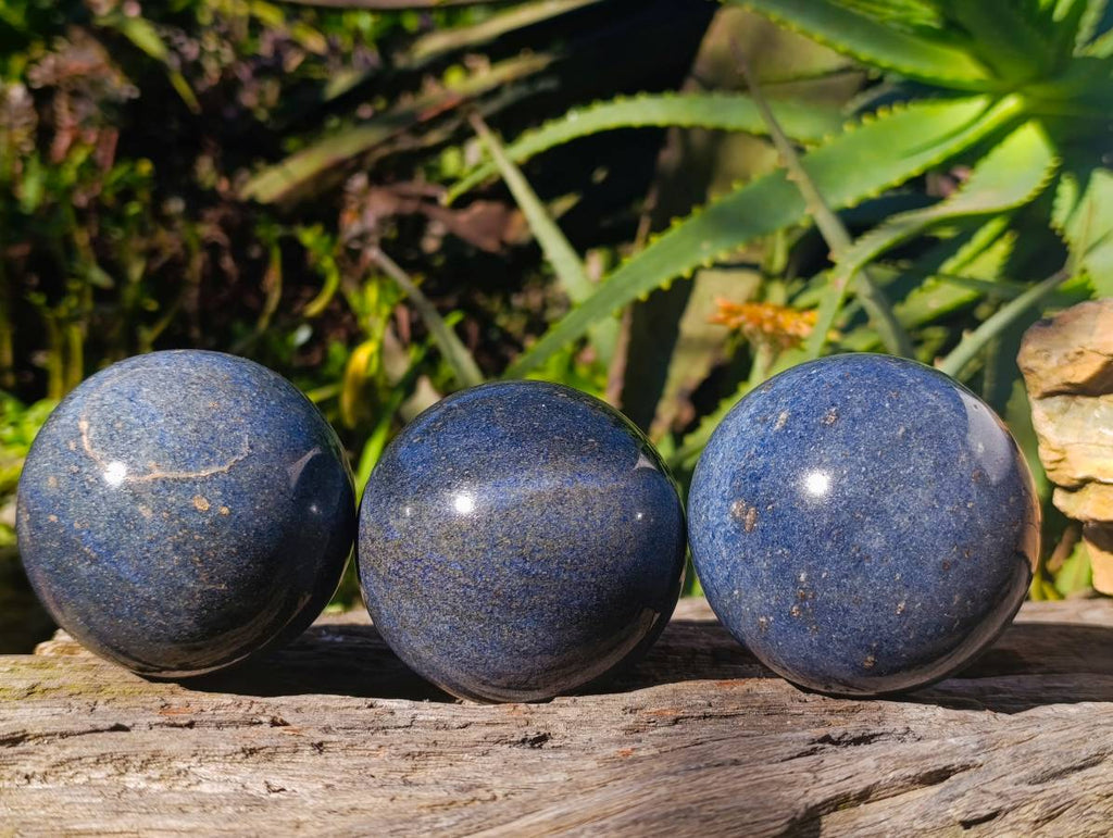 Polished Lazulite Spheres x 4 From Madagascar - Toprock Gemstones and Minerals 