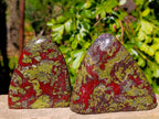 Polished Bastite Dragon Bloodstone Standing Free Forms x 2 From South Africa - Toprock Gemstones and Minerals 