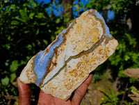 Polished On One Side 'Crazy' Blue Lace Agate x 3 From Namibia