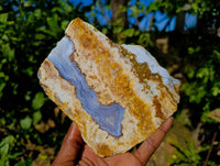 Polished On One Side 'Crazy' Blue Lace Agate x 3 From Namibia
