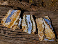 Polished On One Side 'Crazy' Blue Lace Agate x 3 From Namibia