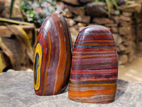 Polished Banded Tiger Iron Standing Free Forms x 2 From South Africa