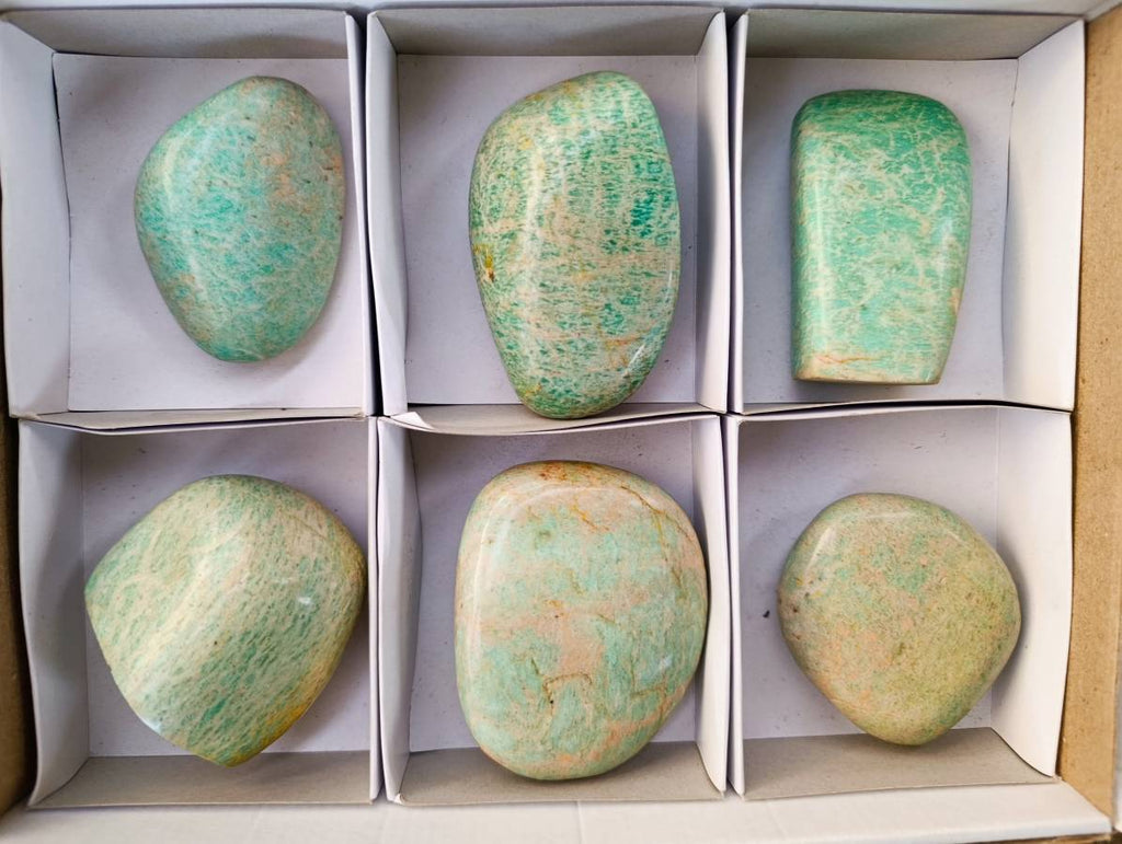 Polished Amazonite Free Forms x 6 From Madagascar - Toprock Gemstones and Minerals 