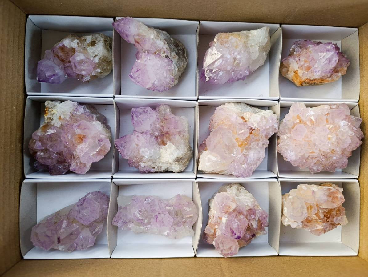 Natural Amethyst Spirit Quartz Clusters x 12 From South Africa - Toprock Gemstones and Minerals 