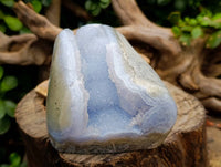 Polished Blue Lace Agate Standing Free Forms x 2 From Malawi