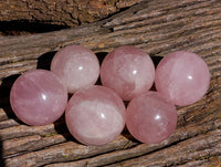 Polished Rose Quartz Spheres x 12 From Madagascar