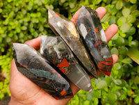 Polished Double Terminated Bloodstone Points x 12 From Swaziland
