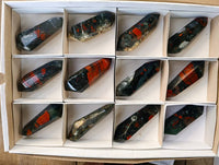 Polished Double Terminated Bloodstone Points x 12 From Swaziland
