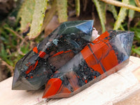 Polished Double Terminated Bloodstone Points x 12 From Swaziland