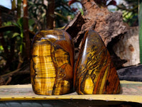 Polished Tigers Eye Standing Free Forms x 3 From South Africa