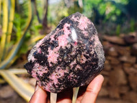 Polished On One Side Rhodonite x 8 From Madagascar