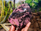 Polished On One Side Rhodonite x 8 From Madagascar - Toprock Gemstones and Minerals 