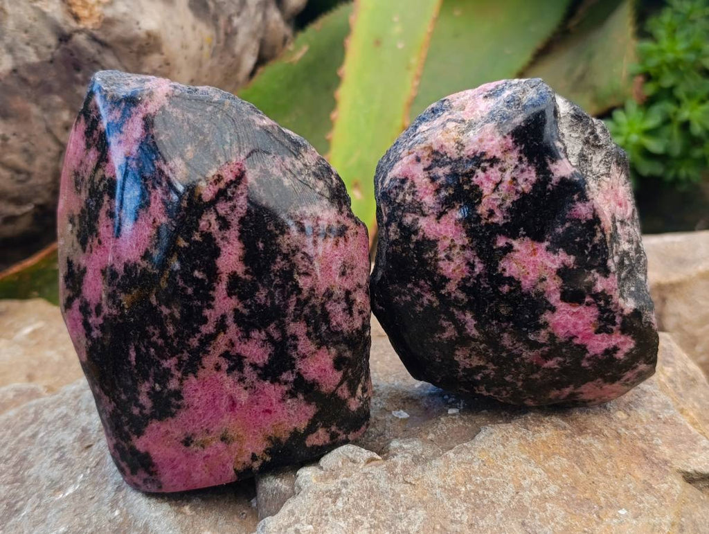 Polished On One Side Rhodonite x 8 From Madagascar - Toprock Gemstones and Minerals 