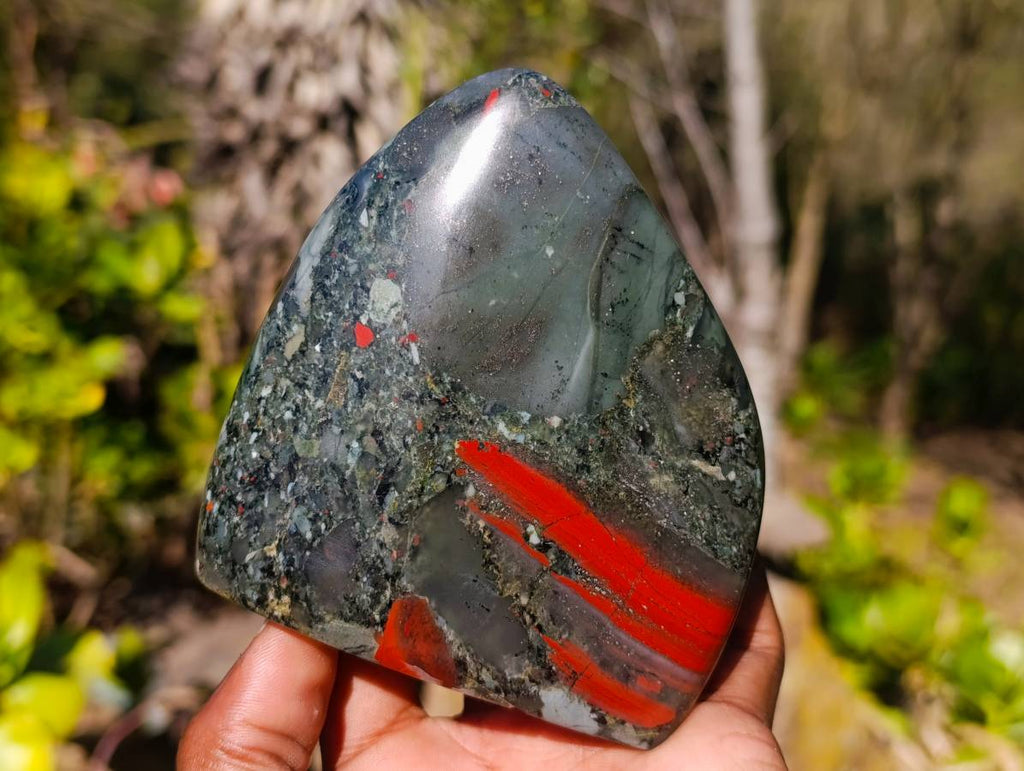 Polished Bloodstone Standing Free Forms x 3 From Swaziland - Toprock Gemstones and Minerals 