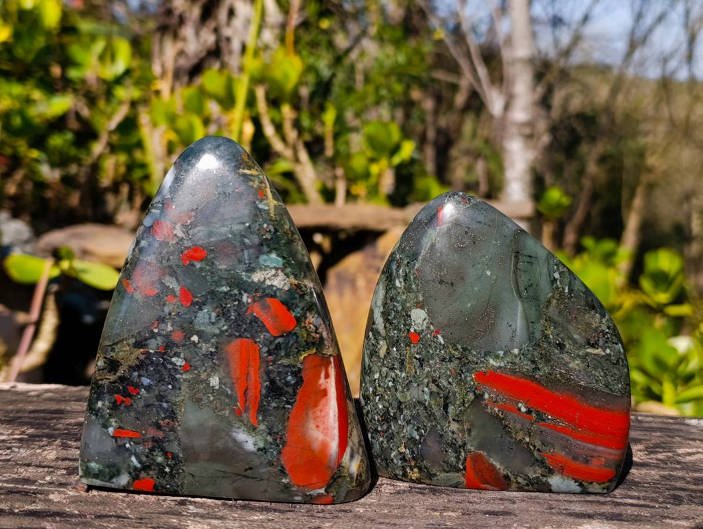 Polished Bloodstone Standing Free Forms x 3 From Swaziland - Toprock Gemstones and Minerals 