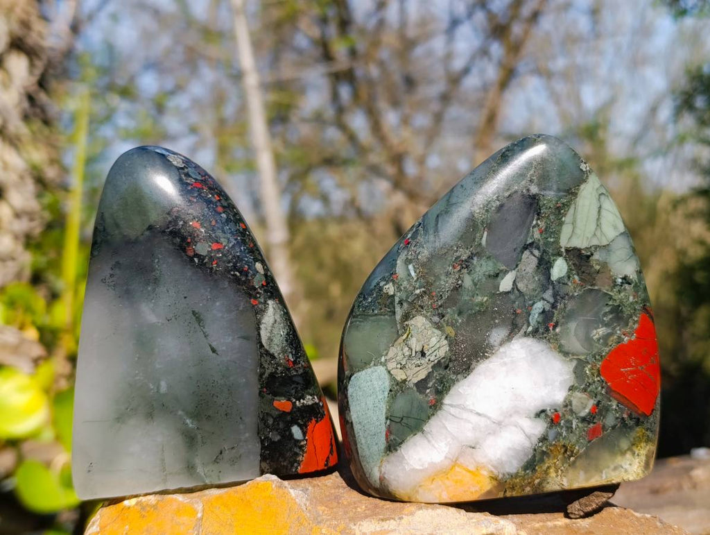 Polished Bloodstone Standing Free Forms x 3 From Swaziland - Toprock Gemstones and Minerals 