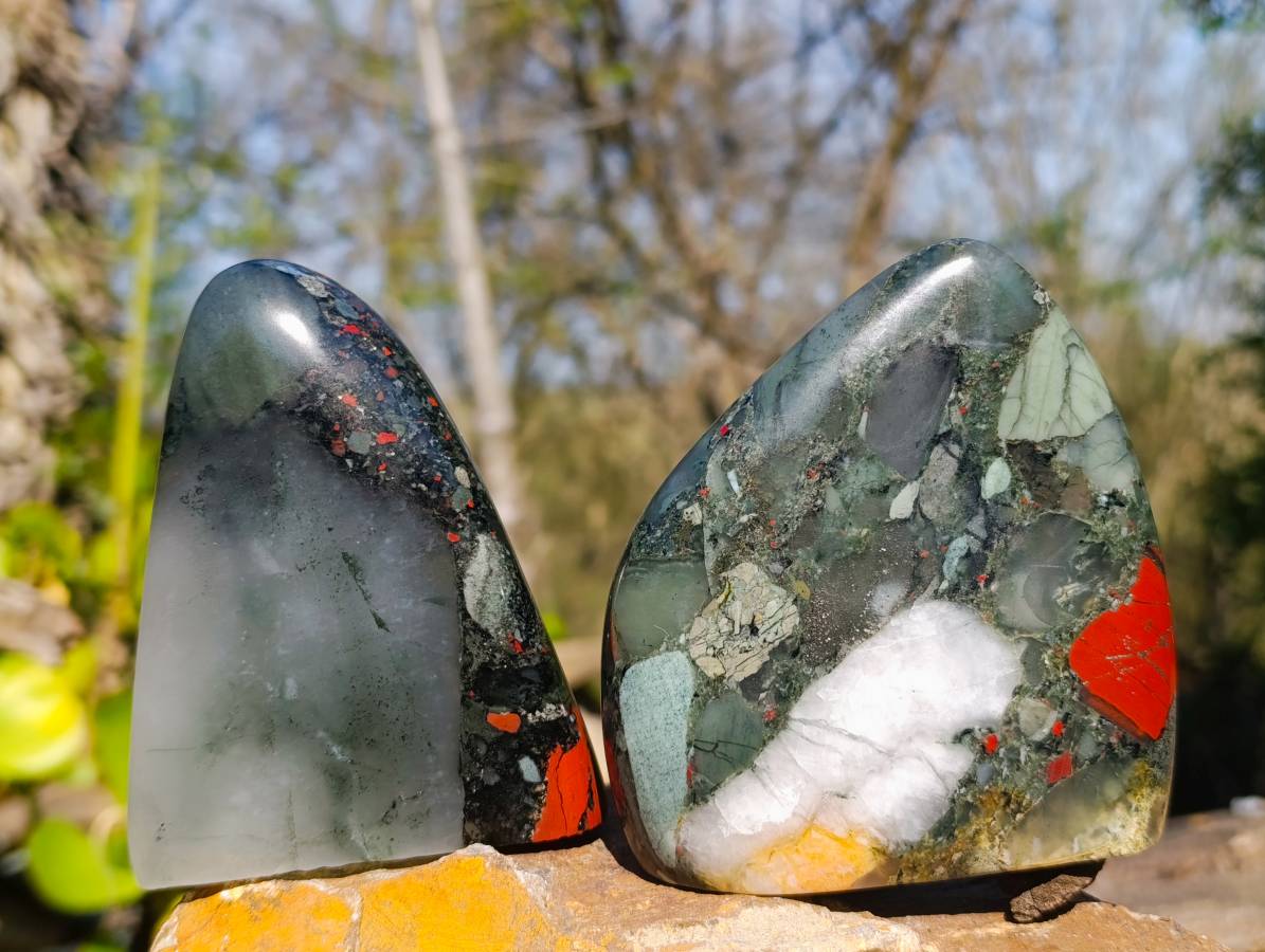 Polished Bloodstone Standing Free Forms x 3 From Swaziland - Toprock Gemstones and Minerals 