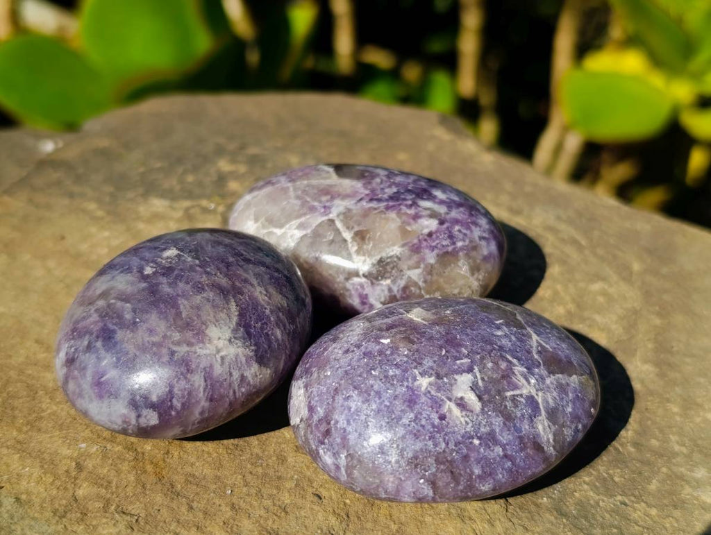 Polished Lepidolite with Pink Rubellite Palm Stones x 20 From Ambatondrazaka, Madagascar - Toprock Gemstones and Minerals 