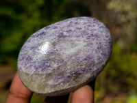 Polished Lepidolite with Pink Rubellite Palm Stones x 20 From Ambatondrazaka, Madagascar