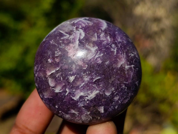 Polished Lepidolite with Pink Rubellite Palm Stones x 20 From Ambatondrazaka, Madagascar