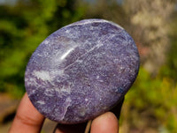 Polished Lepidolite with Pink Rubellite Palm Stones x 20 From Ambatondrazaka, Madagascar