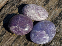 Polished Lepidolite with Pink Rubellite Palm Stones x 20 From Ambatondrazaka, Madagascar