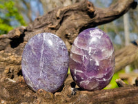 Polished Lepidolite with Pink Rubellite Palm Stones x 20 From Ambatondrazaka, Madagascar