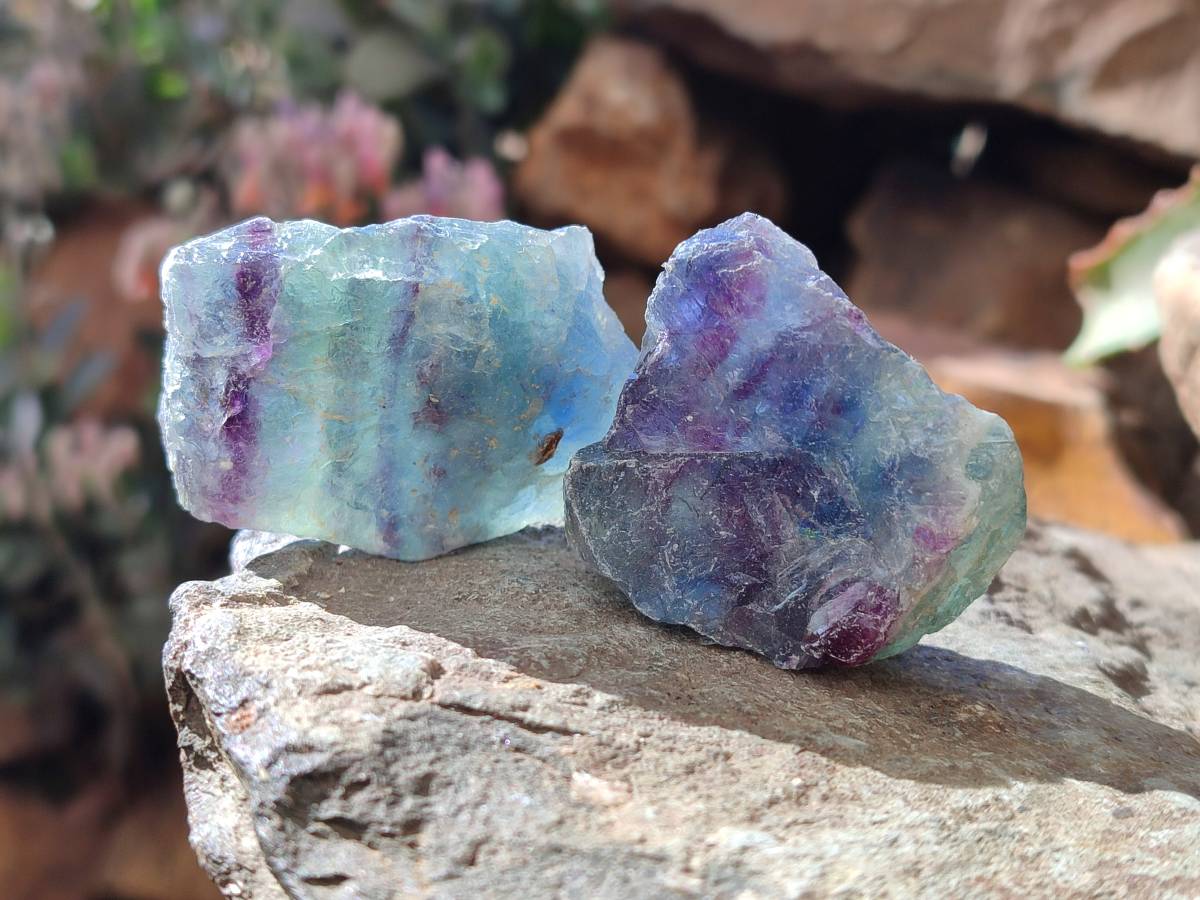 Natural Watermelon Fluorite Cobbed Specimens x 20 From Namibia - Toprock Gemstones and Minerals 