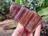 Polished Banded Tiger Iron Standing Free Forms x 3 From South Africa