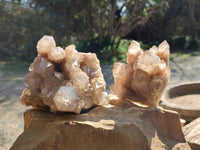 Natural Phantom Smokey Quartz Clusters x 2 From Luena, Congo
