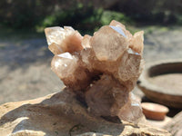Natural Phantom Smokey Quartz Clusters x 2 From Luena, Congo