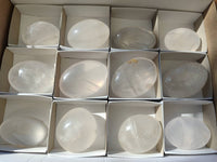 Polished Girasol Pearl Quartz Palm Stones x 12 From Ambatondrazaka, Madagascar