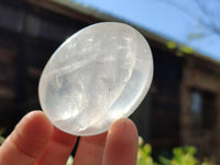Polished Girasol Pearl Quartz Palm Stones x 12 From Ambatondrazaka, Madagascar