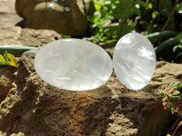 Polished Girasol Pearl Quartz Palm Stones x 12 From Ambatondrazaka, Madagascar