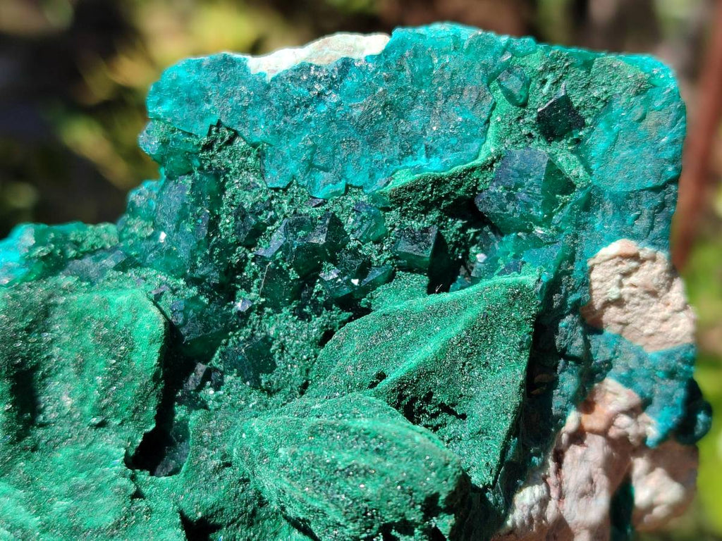 Natural Dioptase With Malachite Matrix Specimen x 1 From Likasi, Congo - Toprock Gemstones and Minerals 