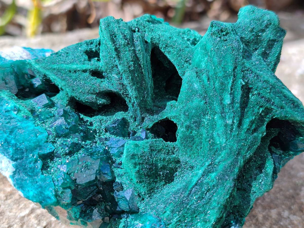 Natural Dioptase With Malachite Matrix Specimen x 1 From Likasi, Congo - Toprock Gemstones and Minerals 