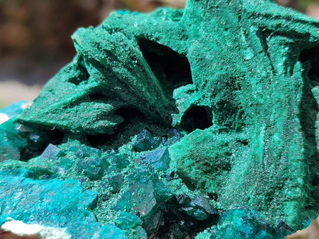 Natural Dioptase With Malachite Matrix Specimen x 1 From Likasi, Congo - Toprock Gemstones and Minerals 