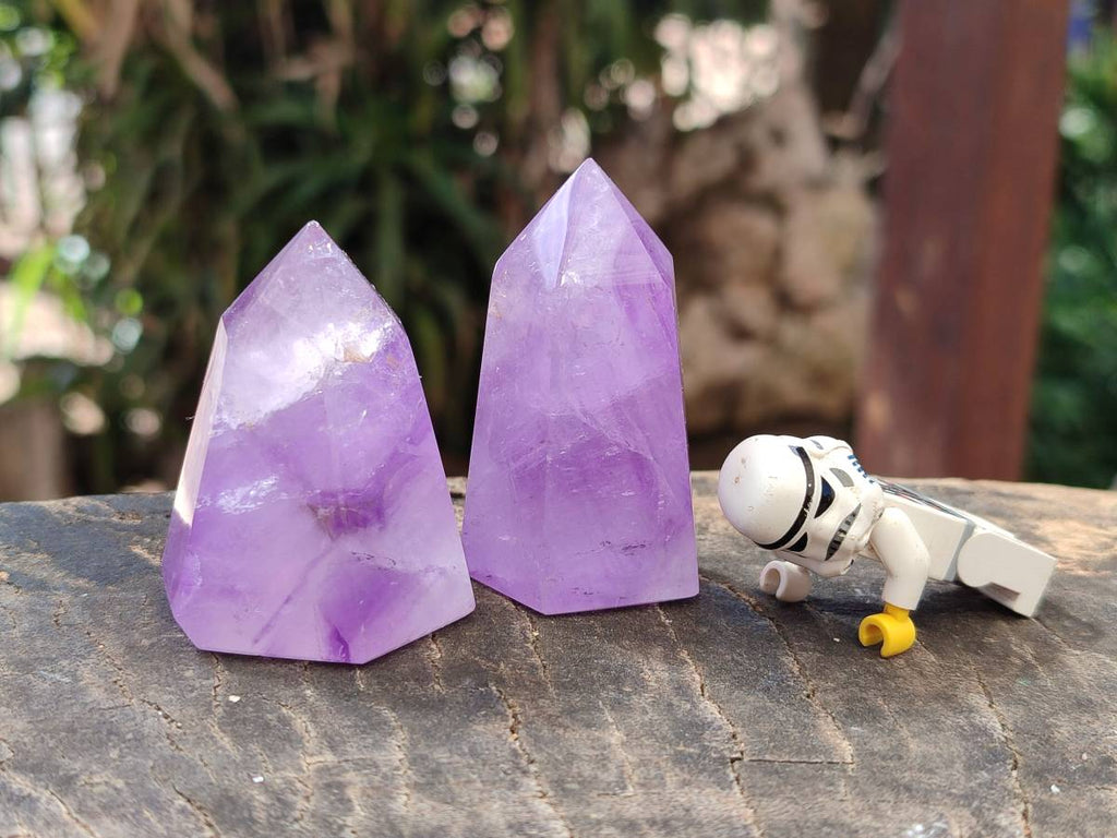 Polished Window Amethyst Crystals x 12 From Madagascar - Toprock Gemstones and Minerals 